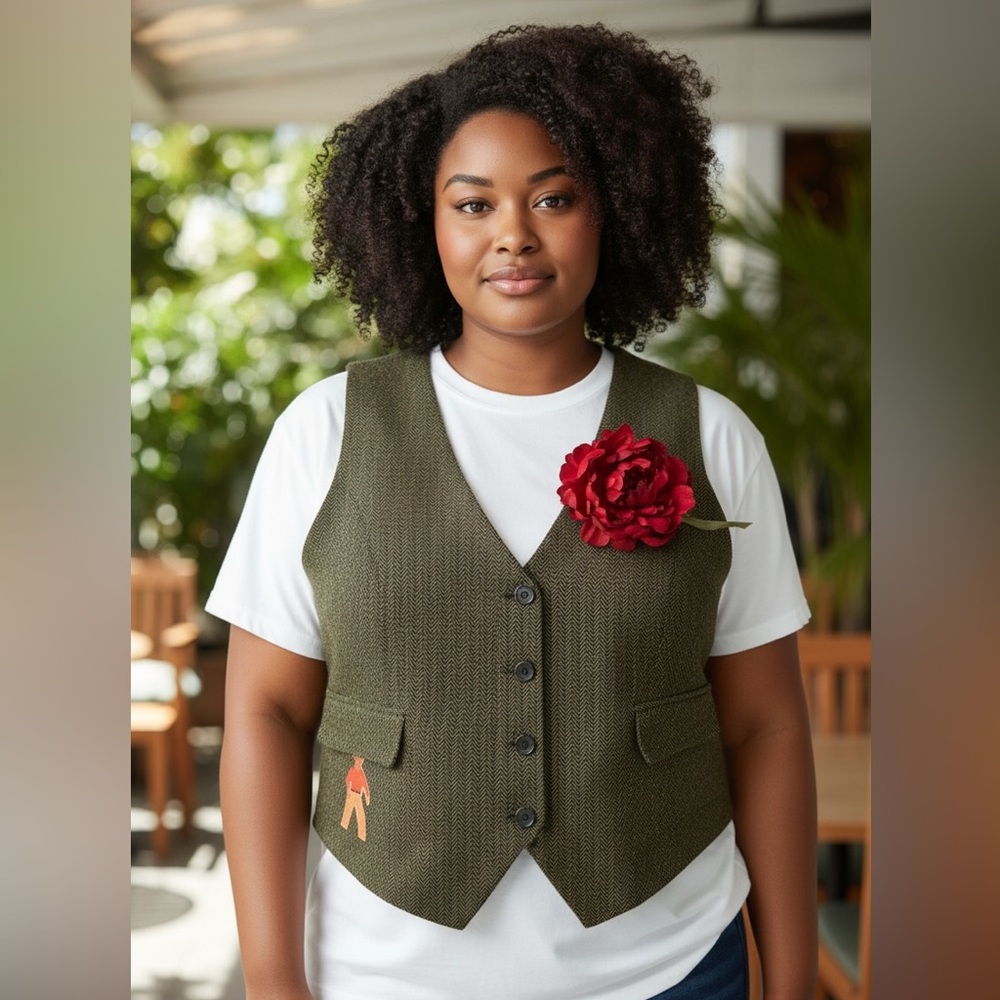 TUMBLEWEED Button-Up Vest with Removable Red Flower Accent and Cowgirl 💕
